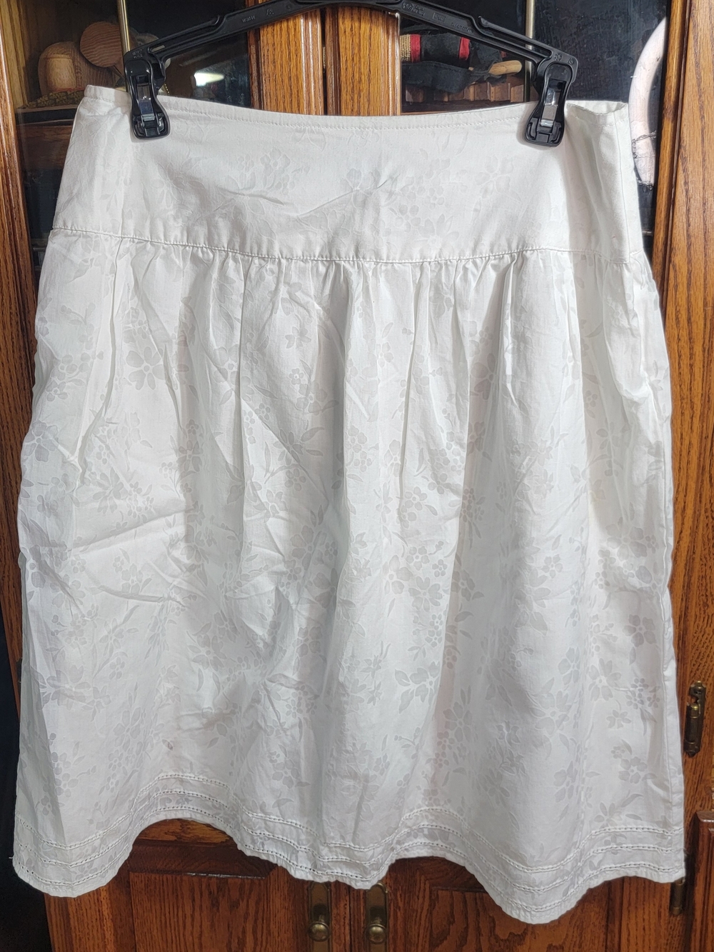 Bass Women's White Floral A-Line Midi Skirt Size 4